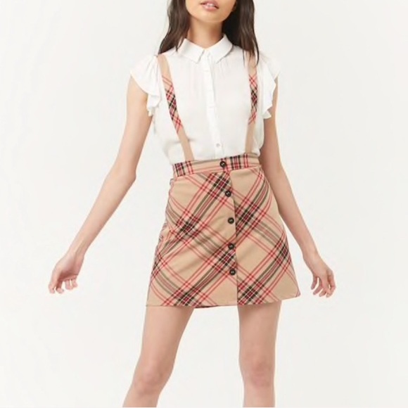 plaid skirt overall